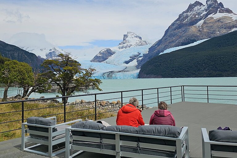 Mittagspause mit Blick auf den Spegazzini Gletscher